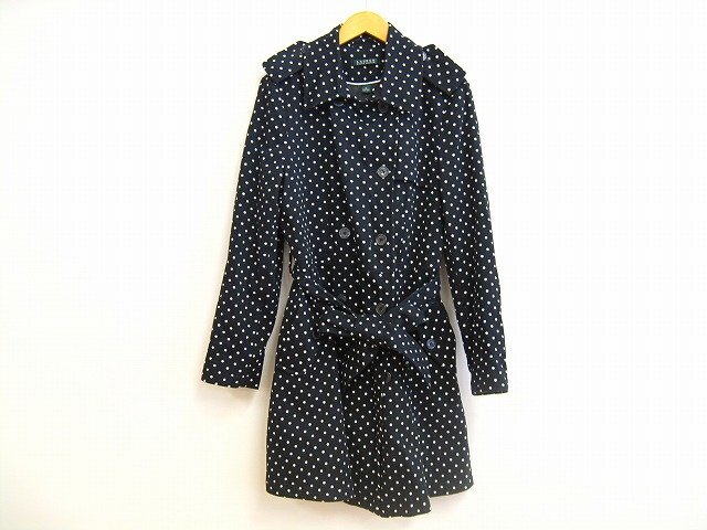 RALPH LAUREN / ラルフ・ローレン ドット トレンチコート 黒白 レディース サイズ : M アウター ブラック×ホワイト拍卖