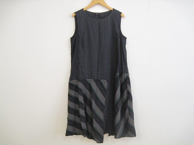 t.b /ティービー マツオインターナショナル ノースリーブ ストライプ レディース サイズ : 38 ワンピース ネイビー拍卖