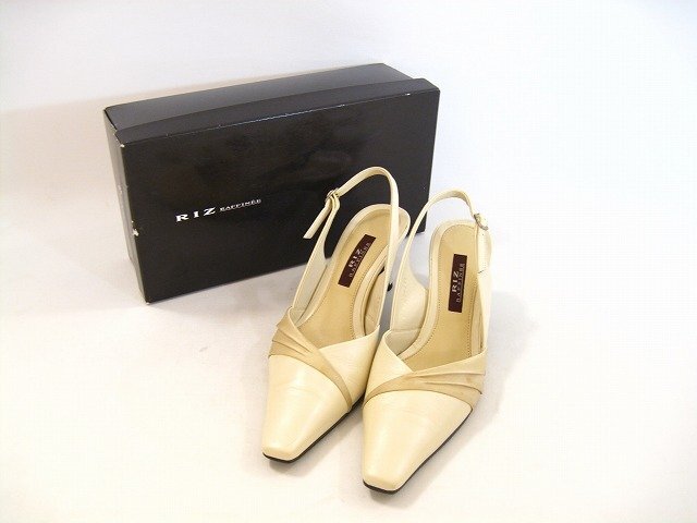 RIZ RAFFINEE/リズ ラフィーネ パンプス スリングバックヒール レディース サイズ : 23.5cm ベージュ×アイボリー拍卖