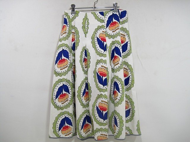 franche lippee / フランシュリッペ 膝下丈スカート リネン 柄スカート 鈴リボン レディース サイズ : 3L拍卖