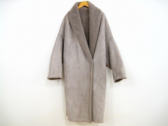 nano universe/ナノユニバース The 1stFloor ムートンコート 裏地ボア レディース サイズ : 36 アウター グレー拍卖