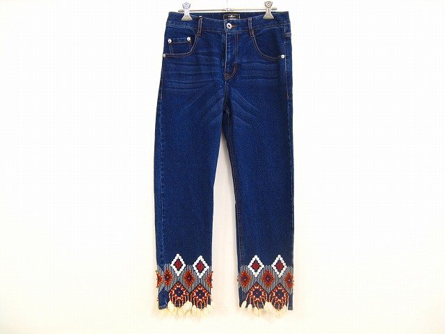 GRACE CONTINENTAL / グレースコンチネンタル クロップドデニム ジーンズ パンツ エスニック 刺繍 レディース サイズ : 36 インディゴ拍卖