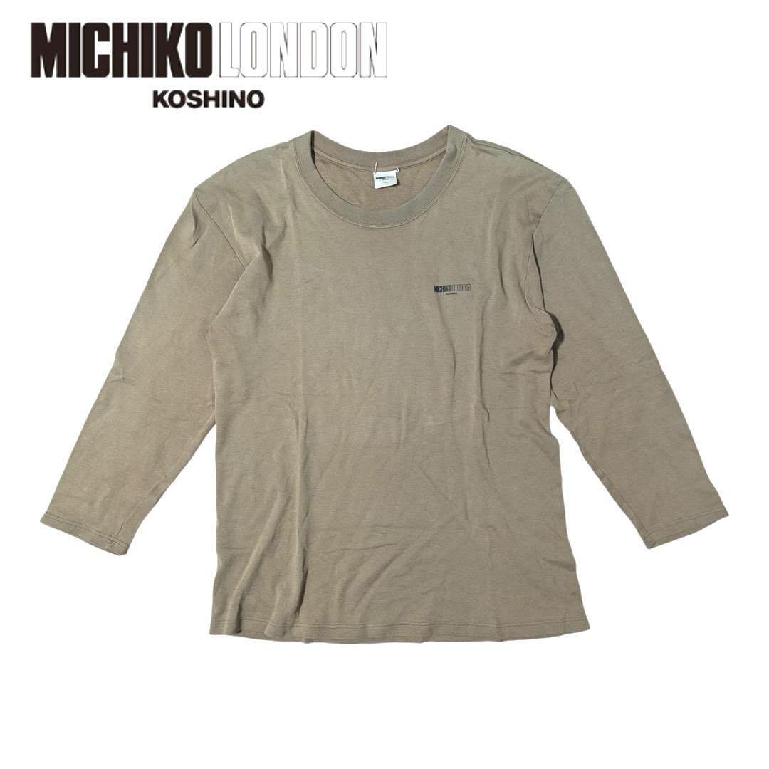 LL 90s 00s MICHIKO LONDON KOSHINO オリーブ スモーロゴ 長袖Tシャツ ミチコロンドンコシノ 拍卖