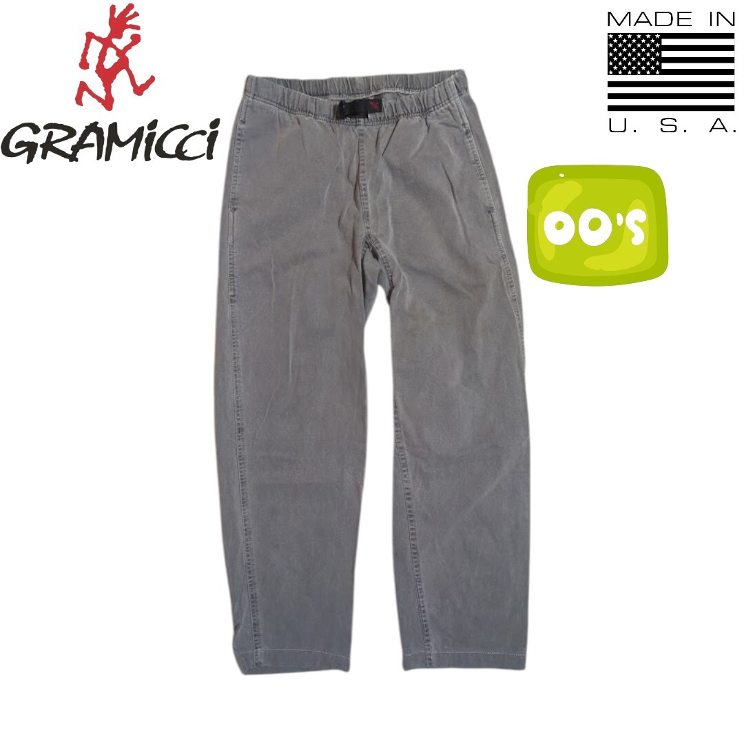 28/30 00s Vintage GRMICCI USA製 後染めグレー テーパード クライミングパンツ グラミチ アメリカ製 拍卖