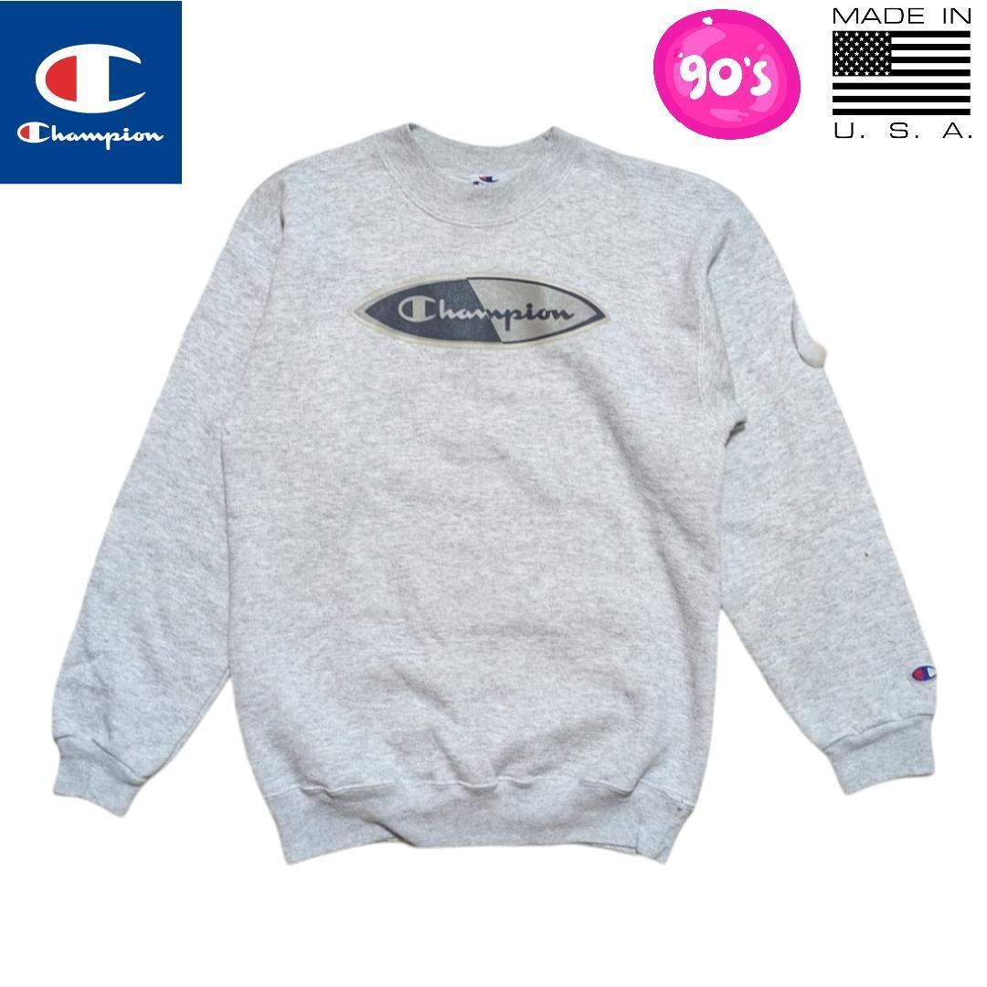 90s Vintage 青刺繍タグ後期 CHAMPION USA製 グレー スウェットトレーナー チャンピオン 拍卖