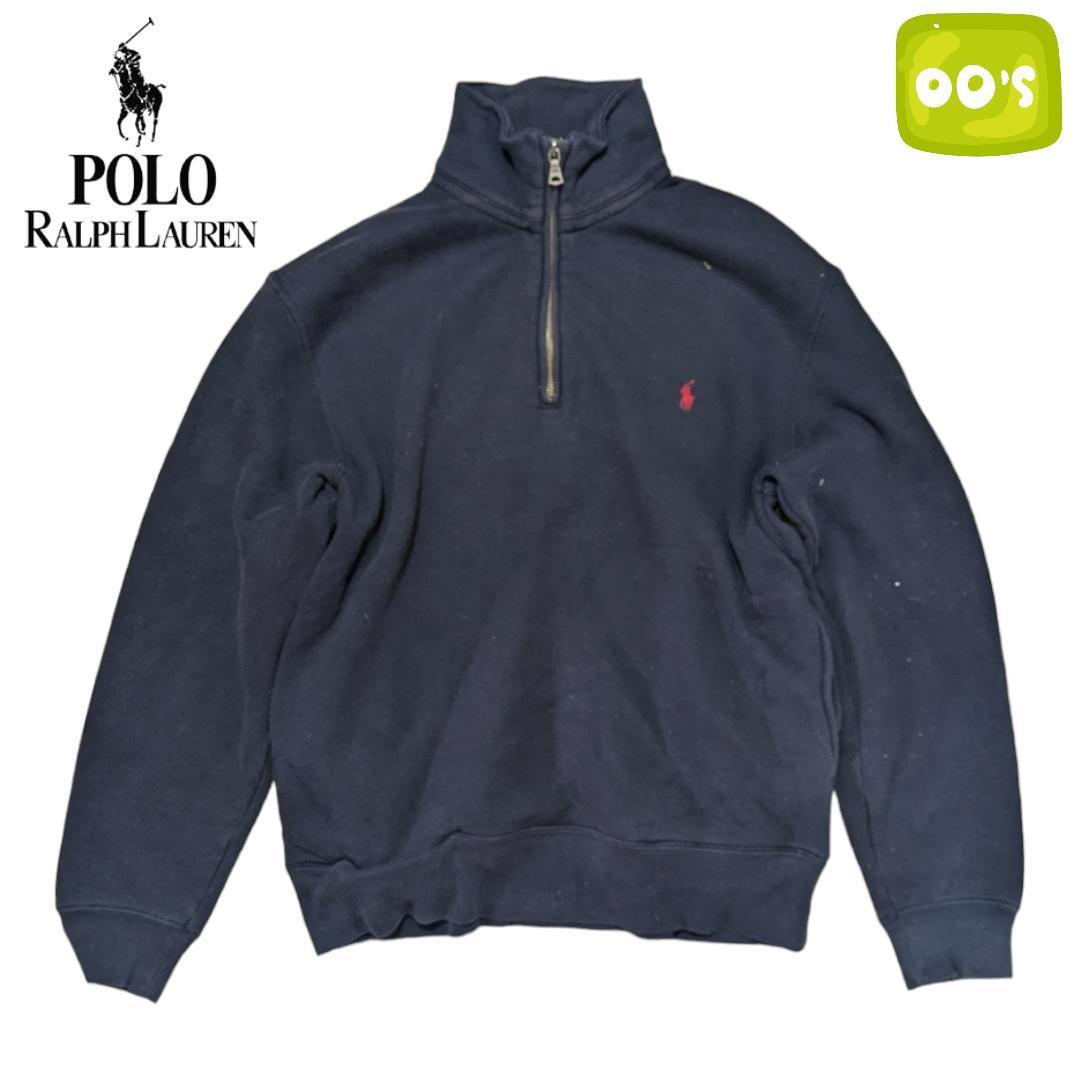 90s~ Vintage Polo by Ralph Lauren ネイビー アノラック クォータージップ コットン スウェット ポロバイラルフローレン 拍卖