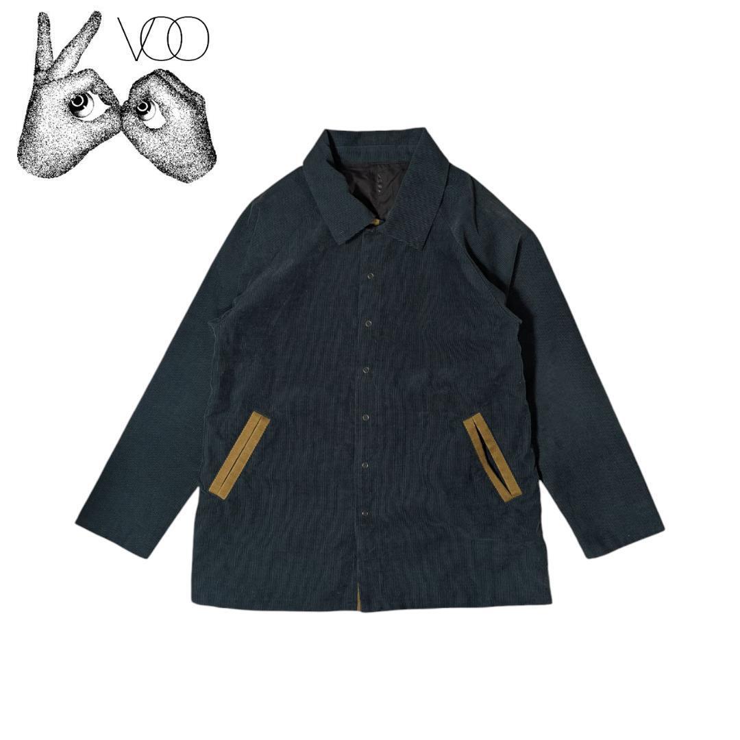 VOO グリーン ブラック コーデュロイ ドット リバーシブル ステンカラージャケット拍卖