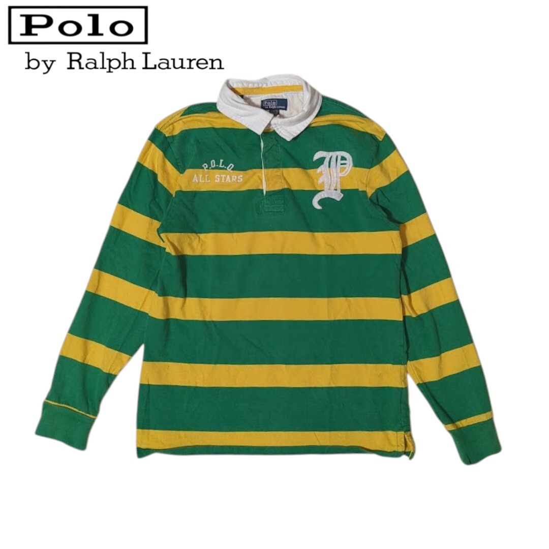 L(14-16) Polo by Ralph Lauren ボーダー ワッペン刺繍 コットン ポロシャツ ポロバイラルフローレン 拍卖