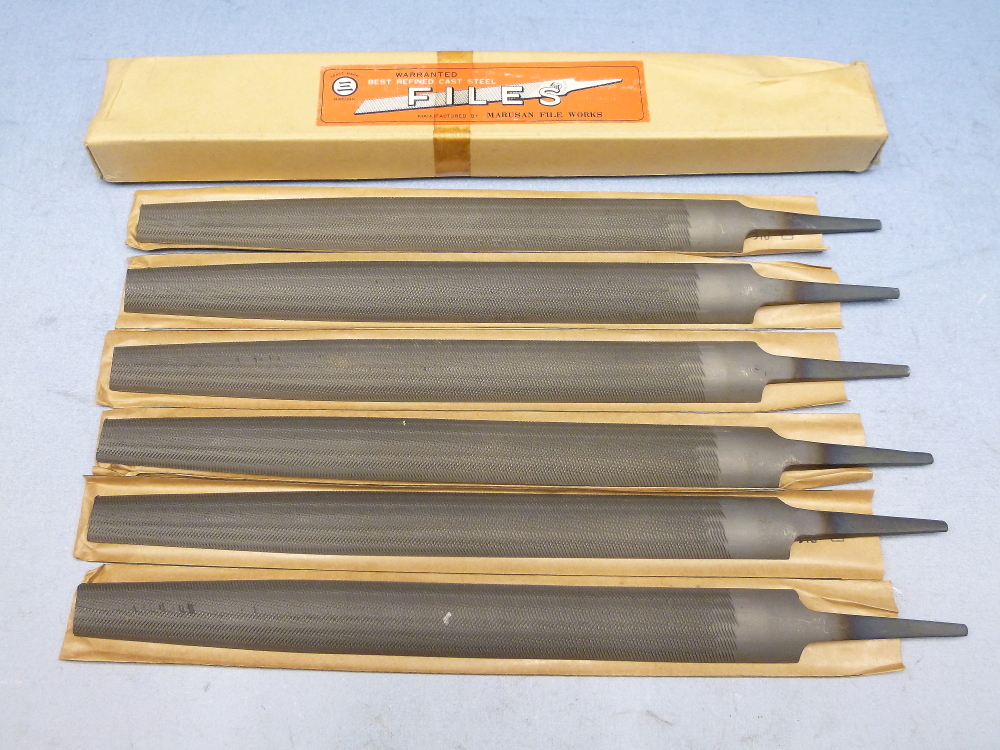 優良鉄工用ヤスリ 250mm 半丸 荒目 6本(1本ヒビ割れあり) 未使用 やすり拍卖