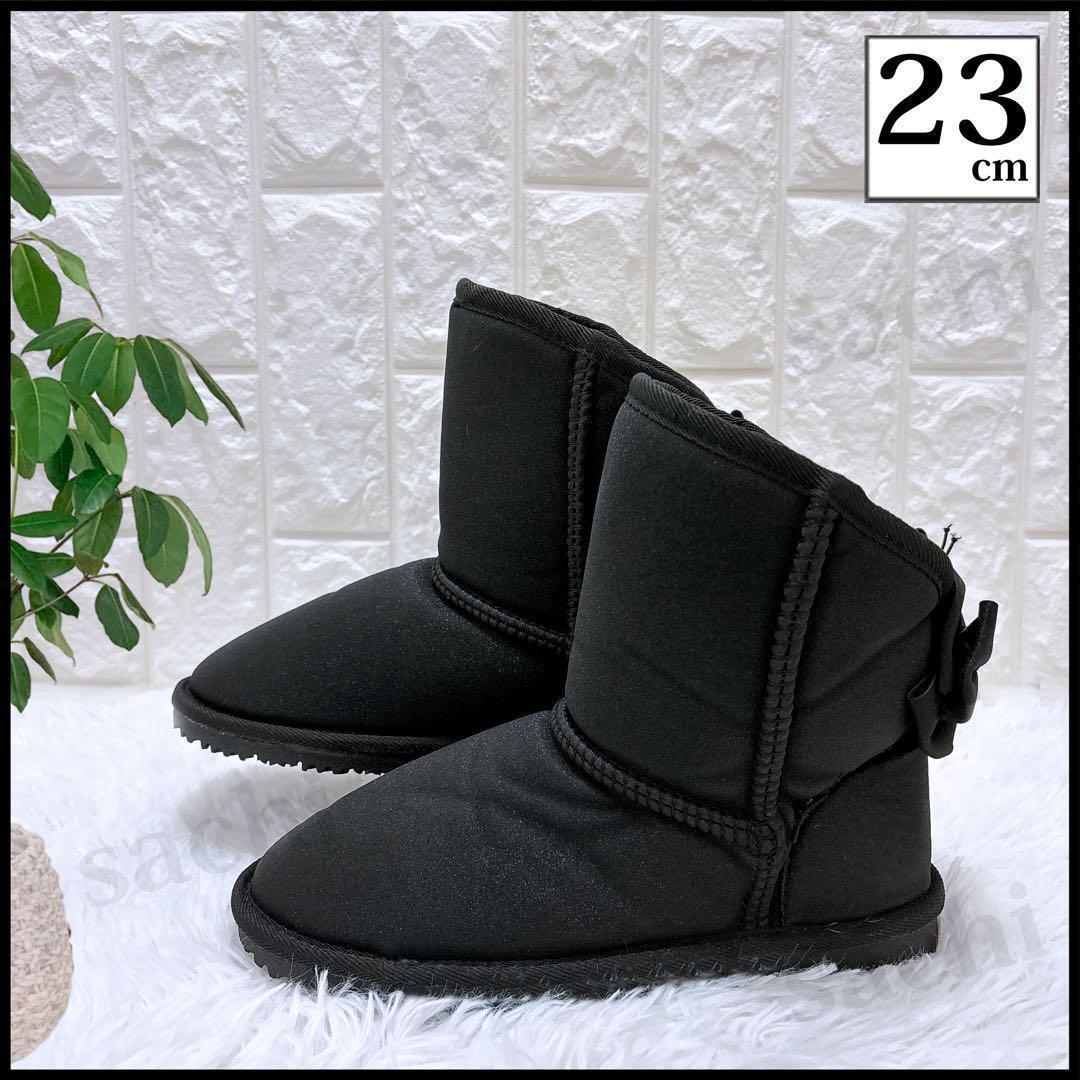 レディース ムートンブーツ 23 ラメ入り リボン 滑りにくい ファー ブーツ 人気 暖かい 防寒拍卖