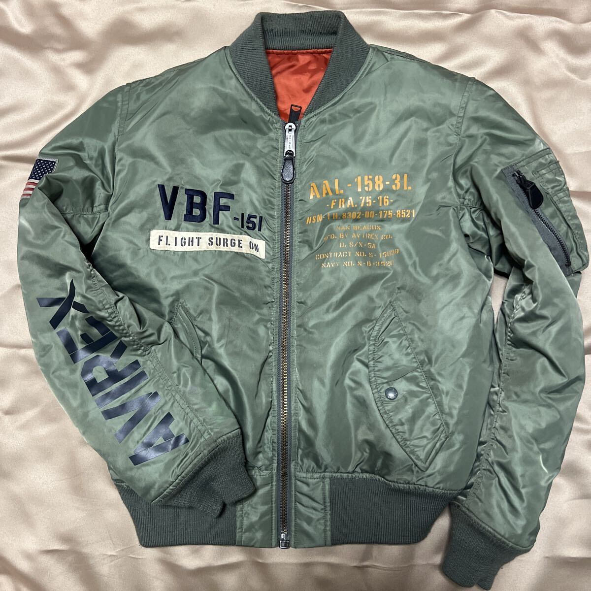 AVIREX MA-1 フライトジャケット L カーキ ブルゾン拍卖