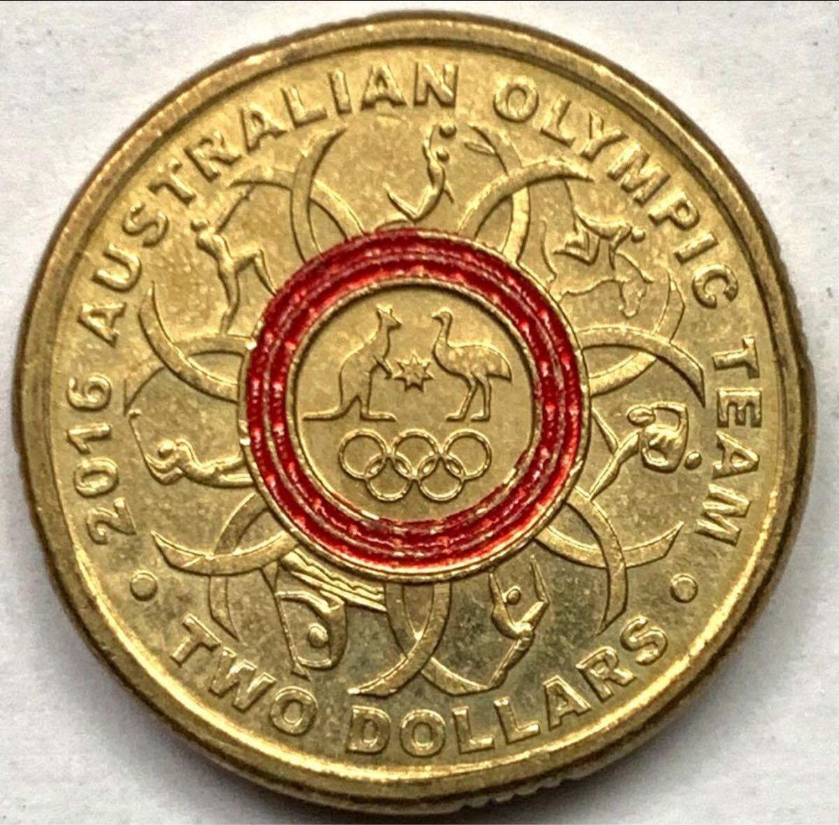 海外コイン オーストラリア 2ドル記念硬貨 2016年 オリンピックチーム 赤拍卖