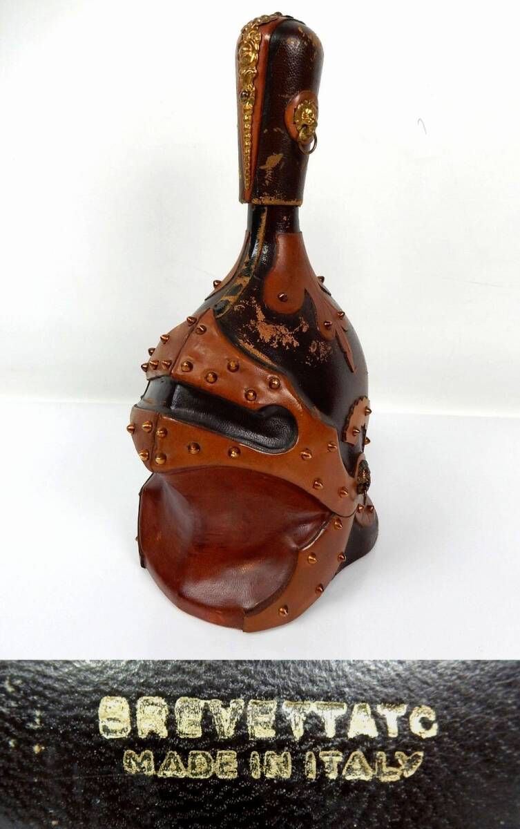 【アンティーク?】BREVETTATO MADE IN ITALY 本革 洋酒容器 ディスプレイ用 経年ダメージ有 中古品 JUNK 現状渡し 一切返品不可で拍卖
