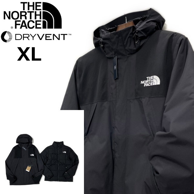 売切り【正規新品】THE NORTH FACE BANDON TRICLIMATE JACKET◆マウンテンパーカー×ダウン US限定 3way 撥水 DRYVENT(XL)黒 190122-175拍卖
