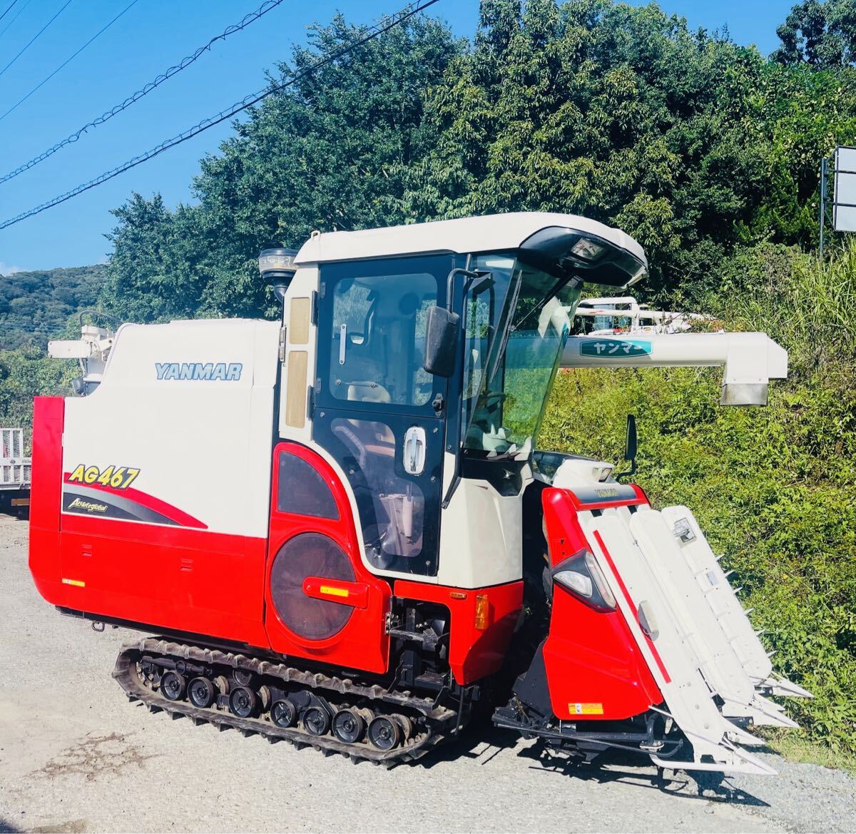 ヤンマーコンバインAG467 使用時間369h 4条刈 67馬力 デバイダー付き エアコンキャビン(栃木県)拍卖