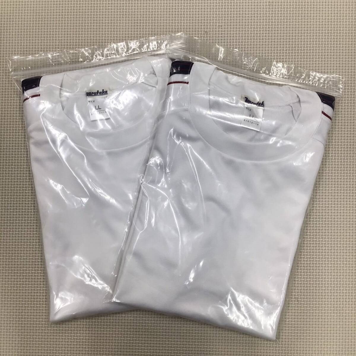 W383 未使用品【marutaka】半袖トレーニングウェア サイズ LL 2枚 /白×紺×赤/丸襟/体操服/体操着/運動着/中学生/高校生/男女兼用拍卖