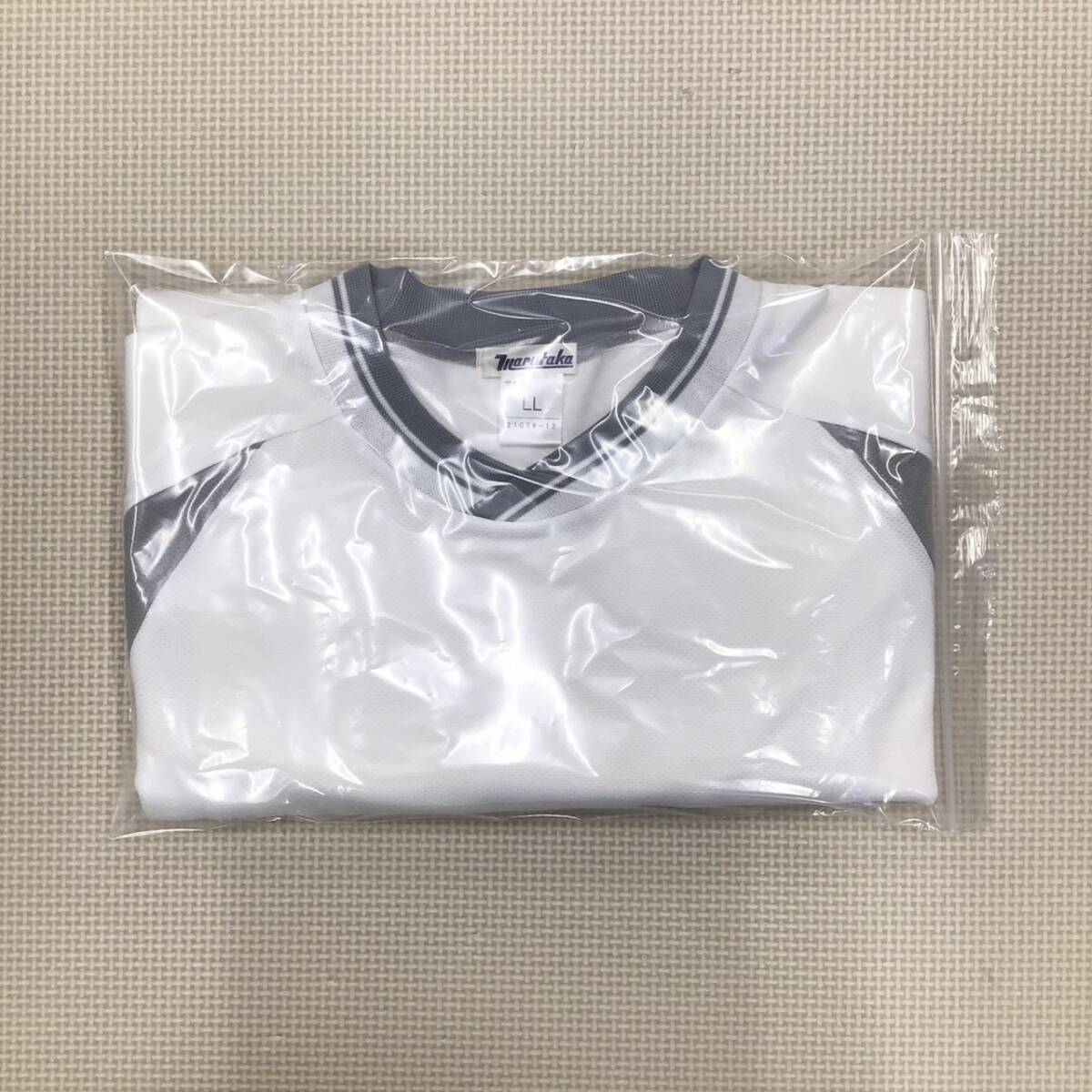 W389 未使用品【marutaka】半袖トレーニングウェア サイズ LL /白×グレー/ラグラン袖/体操服/体操着/運動着/中学生/高校生/男女兼用拍卖