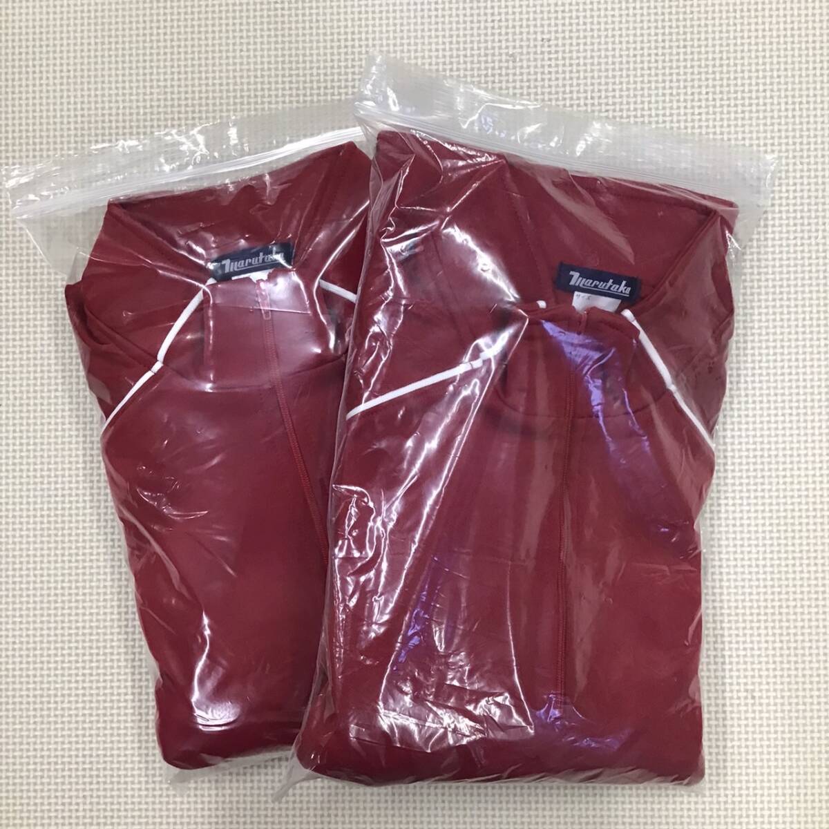 W427 未使用品【marutaka】スクール スポーツウェア サイズ L 2枚 /赤×グレー×白/長袖/ロングスリーブ/ジャージ/中学生/高校生/男女兼用拍卖