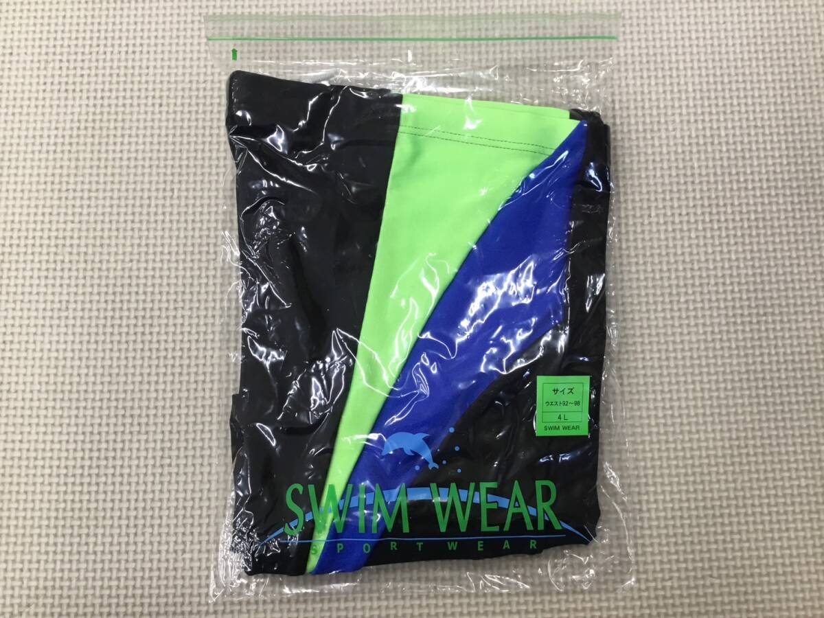 (O)S855 新品【SWIM WEAR】男子 スクールスイミングウェア サイズ 4L/黒x青x薄緑/メンズ/ボーイズ/水着/小学校/中学校/高校/一般/大きい拍卖