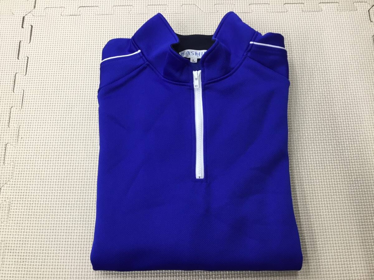 MT-822F 新品 【KASHIR】スポーツウェア 長袖 サイズ L/青紺/ラグラン/ファスナー衿/男女兼用/アウトドア/ランニング拍卖