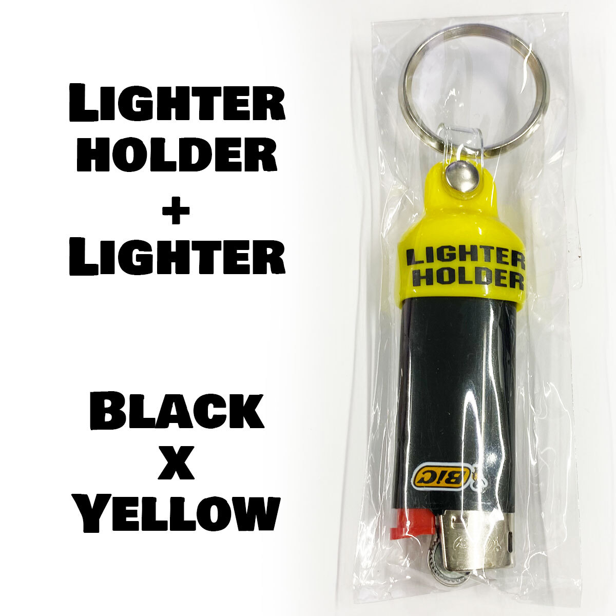 BIC ビック ライター&キャップセット キーホルダー ライターキーパー キャンプ アウトドア 本体ブラックxイエロー拍卖