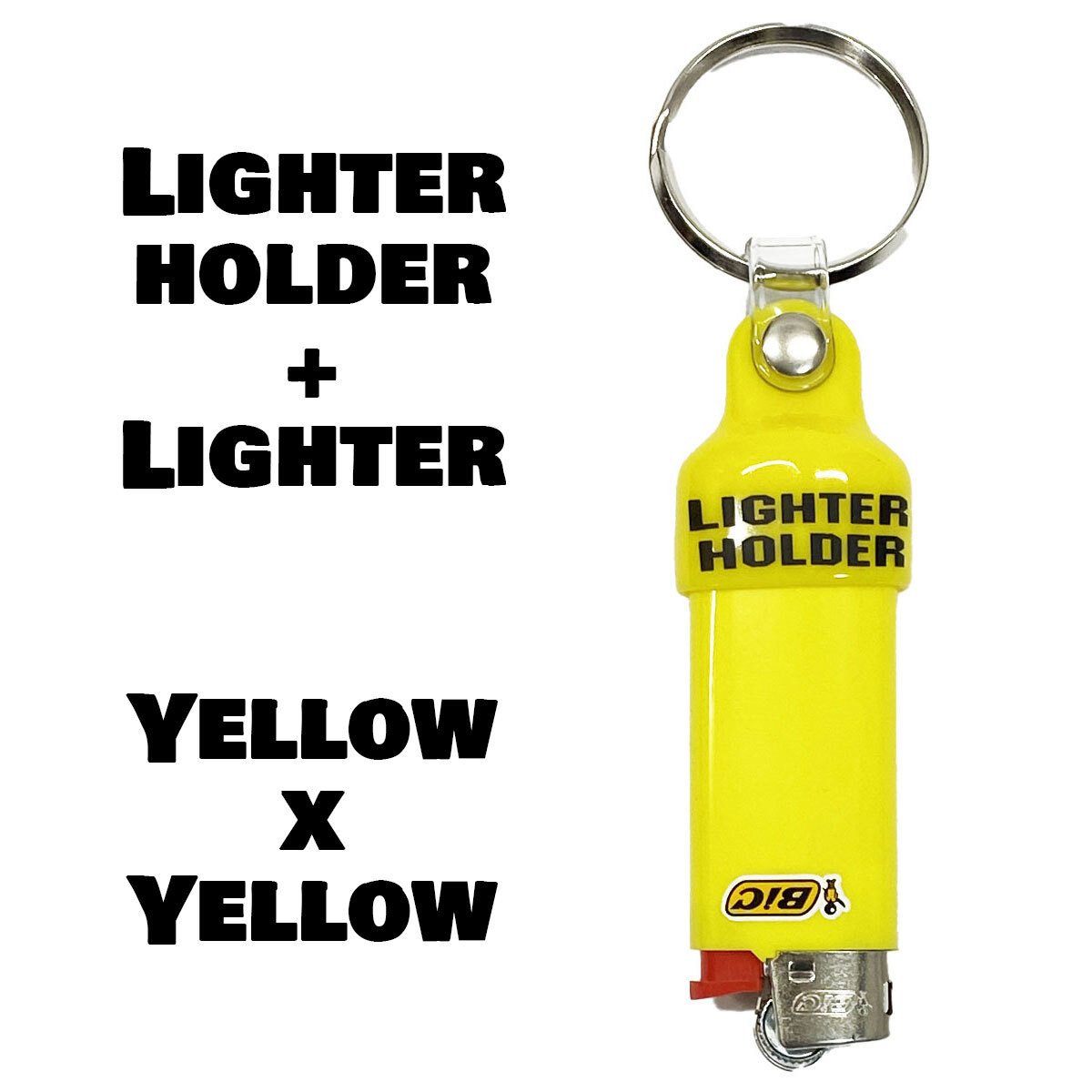 BIC ビック ライター&キャップセット キーホルダー ライターキーパー キャンプ アウトドア 本体イエローxイエロー拍卖