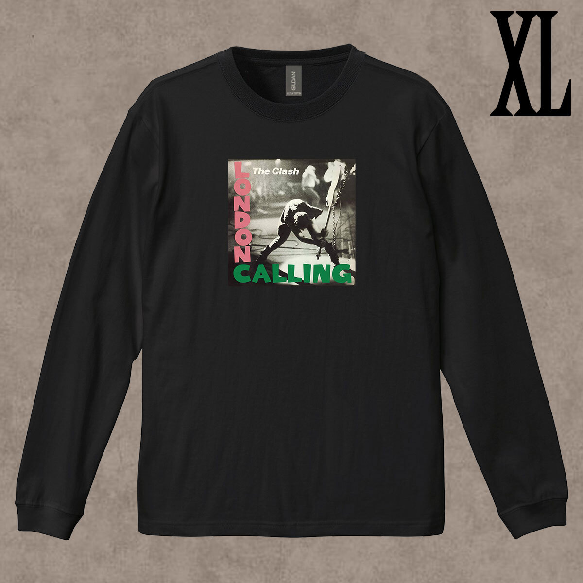 クラッシュ the Clash ロンドンコーリング LONDON CALLING 柄 フォトプリント リブ付き 長袖 Tシャツ ロンT Tシャツ 6.0oz コットン100% XL拍卖