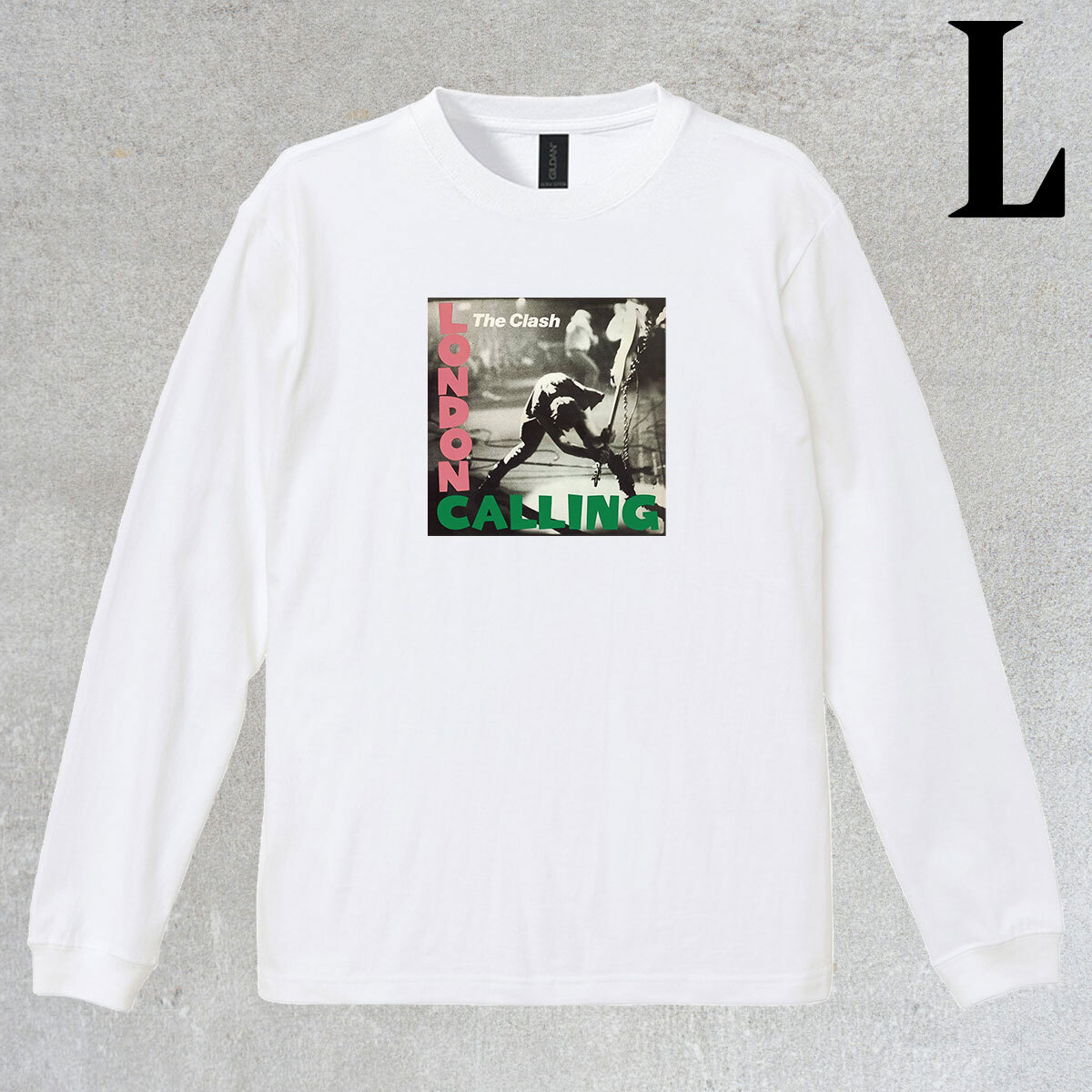 クラッシュ the Clash ロンドンコーリング LONDON CALLING 柄 フォトプリント リブ付き 長袖 Tシャツ ロンT Tシャツ 6.0oz コットン100% L拍卖