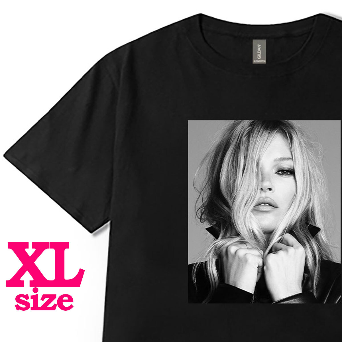 ケイト モス Kate Moss モノクロ フォトプリント Tシャツ キレイめ カジュアル 半袖 6.0oz コットン100% ユニセックス XL拍卖