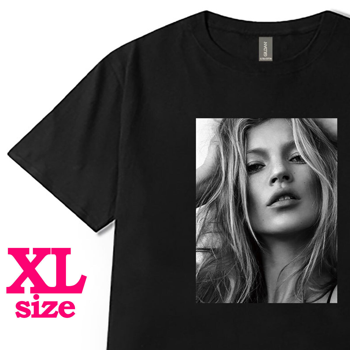 ケイト モス Kate Moss モノクロ フォトプリント Tシャツ キレイめ カジュアル 半袖 6.0oz コットン100% ユニセックス XL拍卖