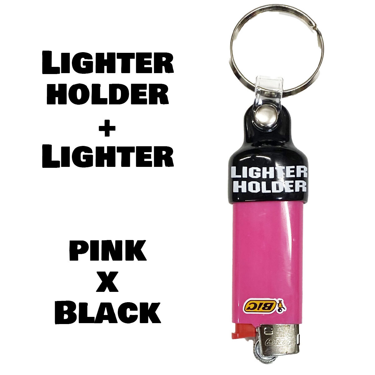 BIC ビック ライター&キャップセット キーホルダー ライターキーパー キャンプ アウトドア 本体ピンクxブラック拍卖