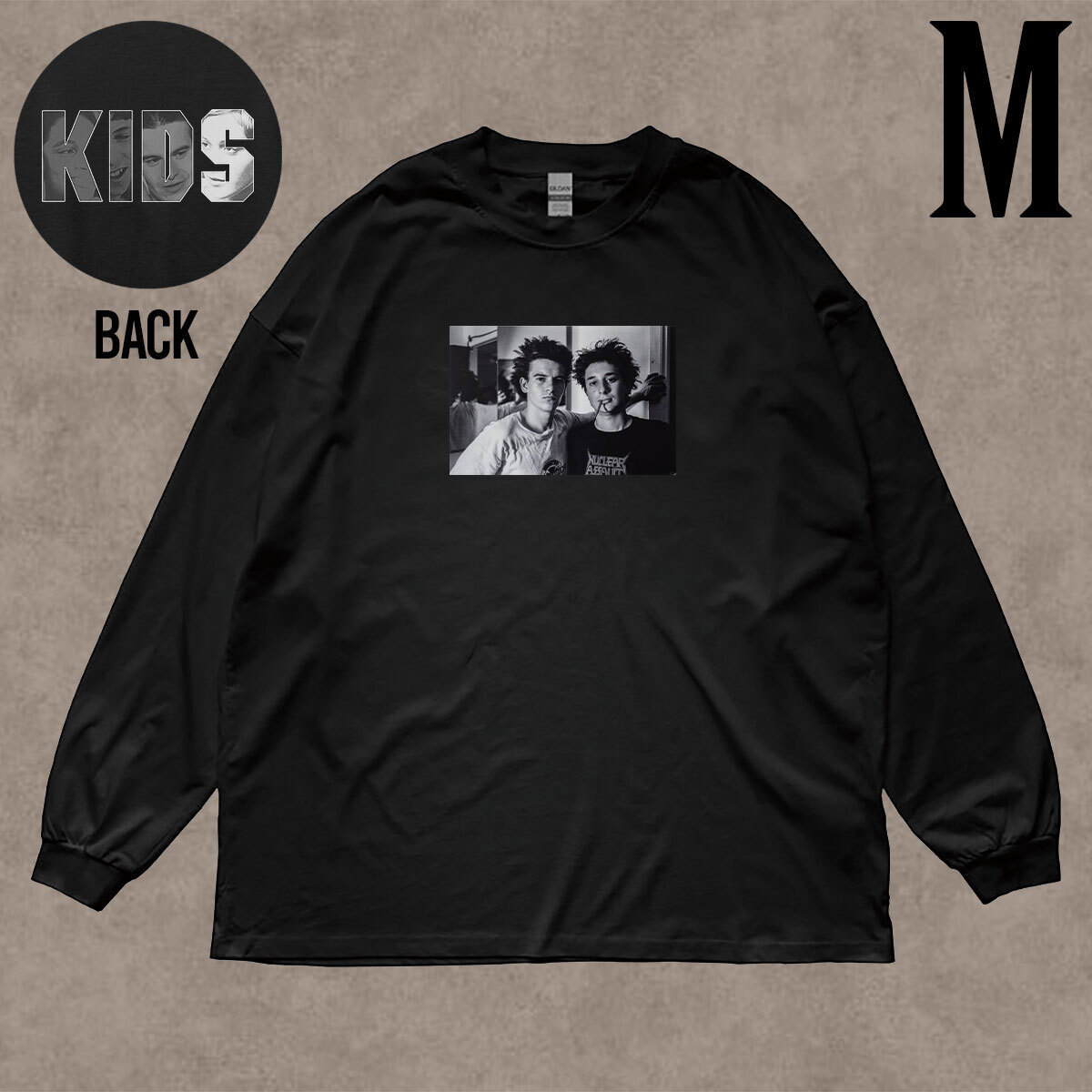 映画 キッズ KIDS フォトプリント リブ付き 長袖 Tシャツ ロンT キレイめ カジュアル ユニセックス 6.0oz コットン100% ブラック M拍卖
