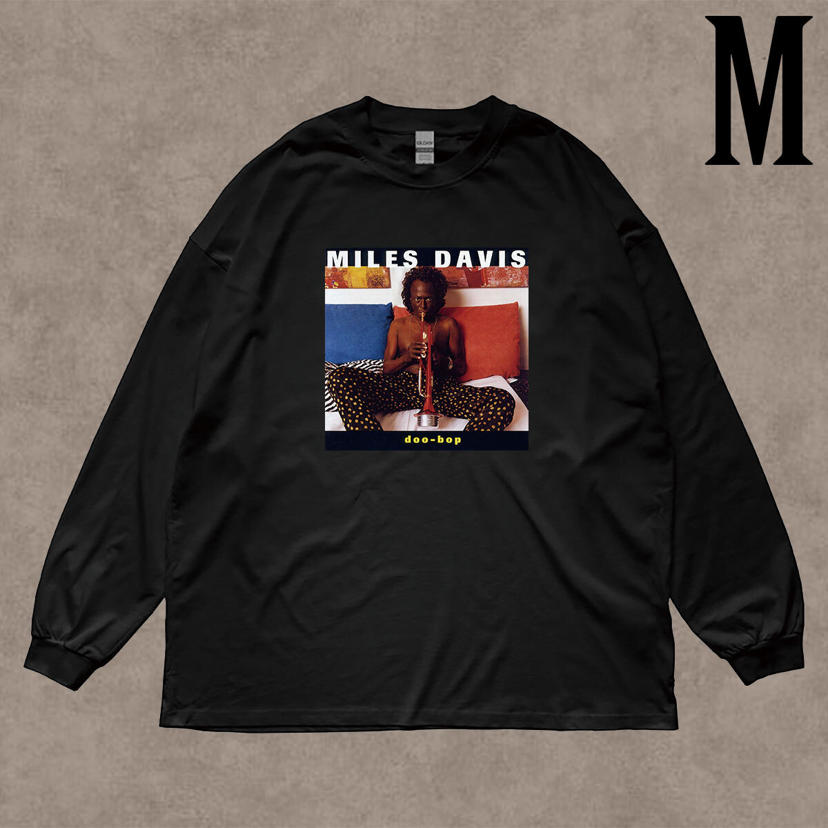 マイルス デイビス Miles Davis Doo-Bop ドゥー バップ フォトプリント リブ付き 長袖 Tシャツ ロンT JAZZ 6oz 綿100% クロ M拍卖