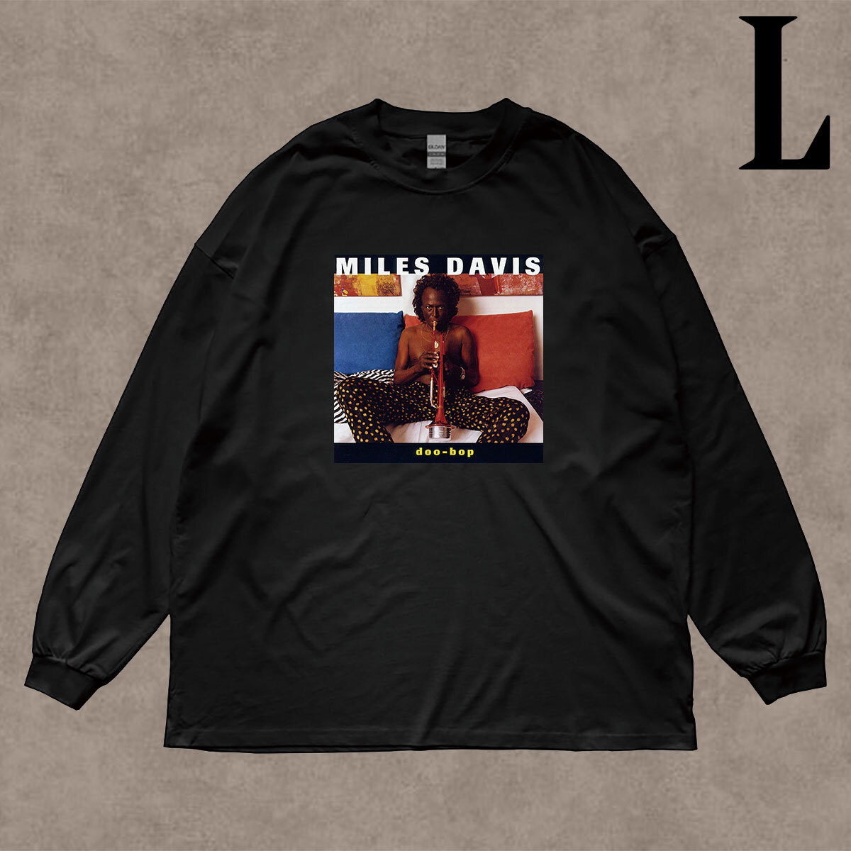 マイルス デイビス Miles Davis Doo-Bop ドゥー バップ フォトプリント リブ付き 長袖 Tシャツ ロンT JAZZ 6oz 綿100% クロ L拍卖
