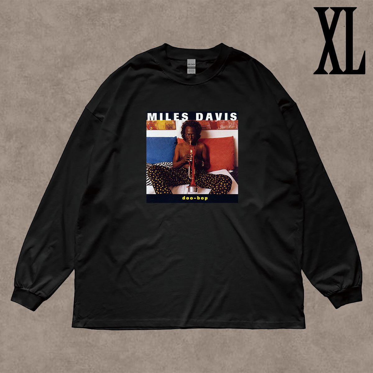 マイルス デイビス Miles Davis Doo-Bop ドゥー バップ フォトプリント リブ付き 長袖 Tシャツ ロンT JAZZ 6oz 綿100% クロ XL拍卖