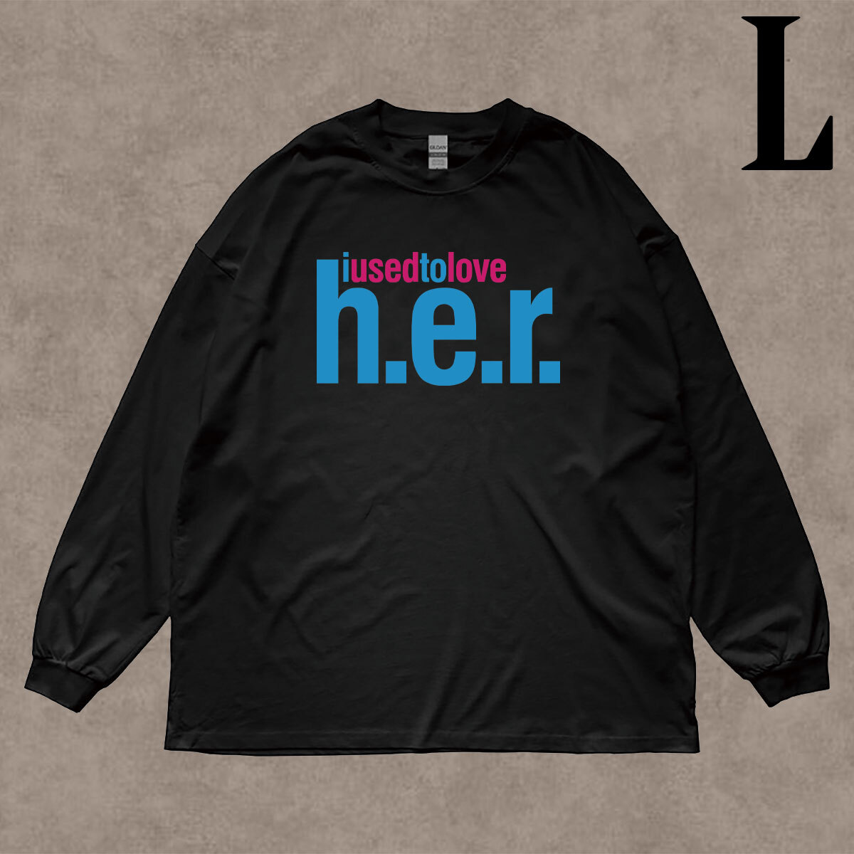 コモン Common Sense I Used to Love H.E.R. ロゴ プリント リブ付き 長袖 Tシャツ ロンT ラッパー Rap 6oz コットン100% クロ L拍卖