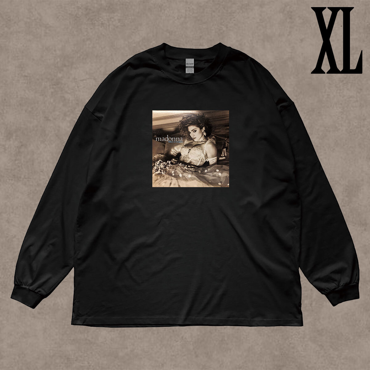 マドンナ MADONNA 柄 フォトプリント リブ付き 長袖 Tシャツ ミュージック ロンT like a virgin 6.0oz コットン100% ユニセックス XL拍卖