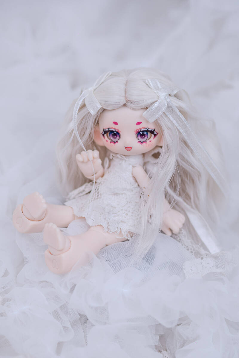 ◆◇MIMIEL◇◆6インチウィッグ/おでこ見えウェーブヘア・ホワイト系カラー/M01ヘッド/虫虫カフェ ※ウィッグのみ拍卖