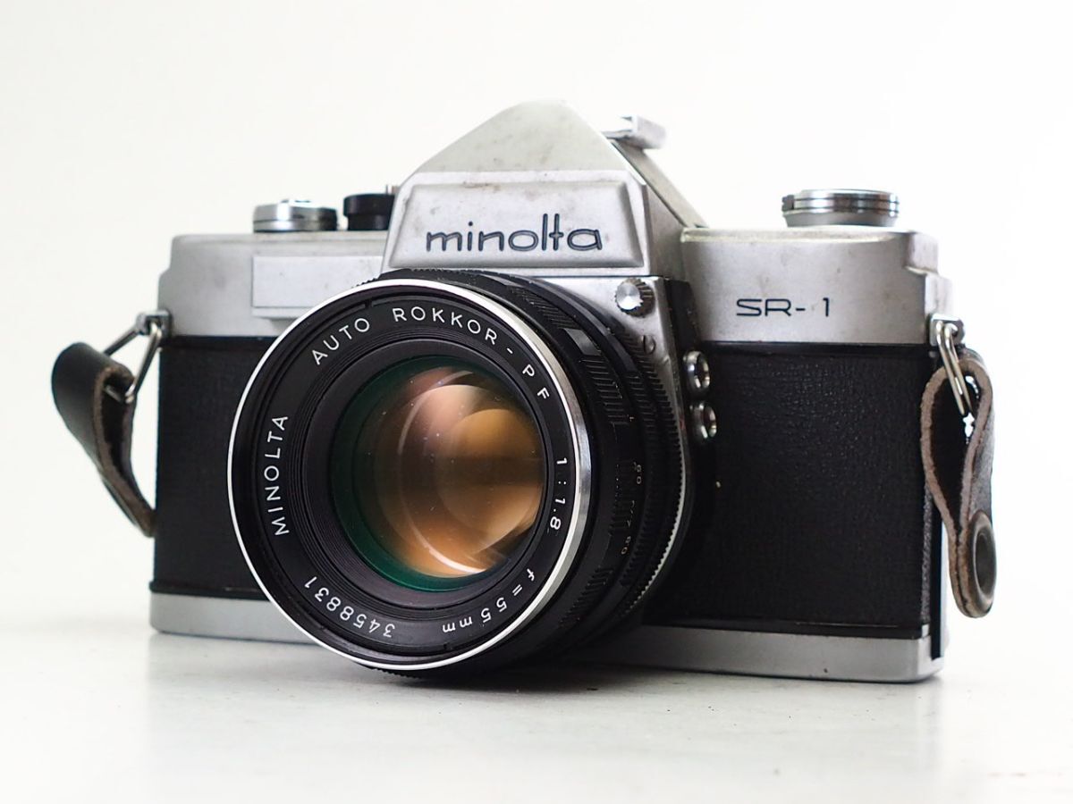 ★訳あり大特価★ミノルタ MINOLTA SR-1 ボディ AUTO ROKKOR PF 55mm F1.8 レンズセット ★シャッターOK! E0378拍卖