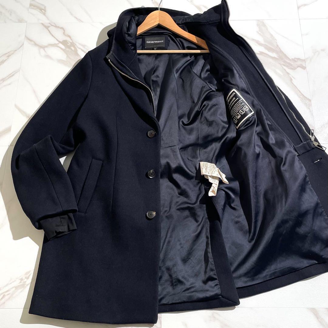 【極美品/M】EMPORIO ARMANI エンポリオアルマーニ チェスターコート ジップアップ ブルゾン ジャケット 黒タグ フード ブラック系拍卖