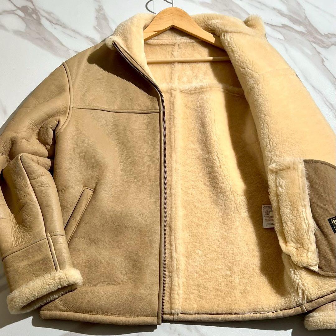 【美品/M】Wind Armor ウィンドアーマー リアルムートンジャケット ブルゾン ラムレザー 羊革 本革 ベージュ系拍卖