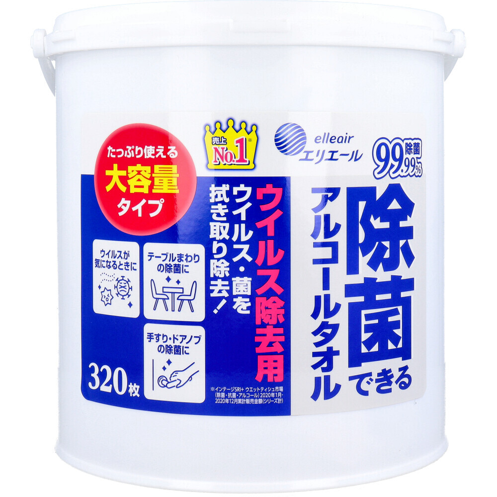 エリエール 除菌できるアルコールタオル ウイルス除去用 大容量 本体 320枚入拍卖