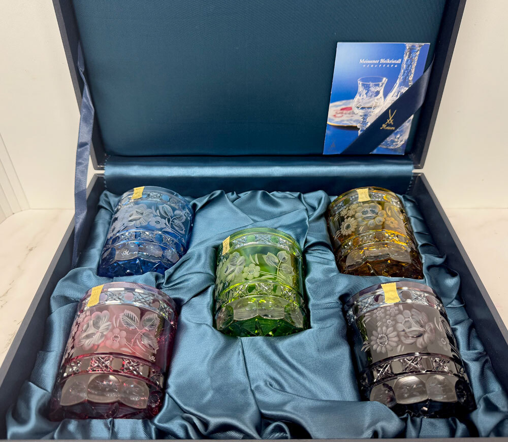 ★マイセン クリスタル Meissen Crystal 色被せ クリスタルグラス セット 未使用 箱付★拍卖