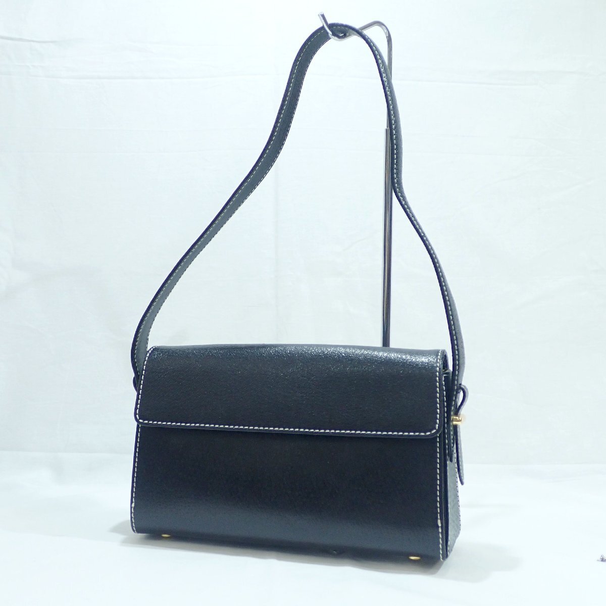 A527 美品 49AV JUNKO SHIMADA レザー ショルダーバッグ ブラック系 49アベニュー ジュンコシマダ 鞄 ハンドバッグ拍卖