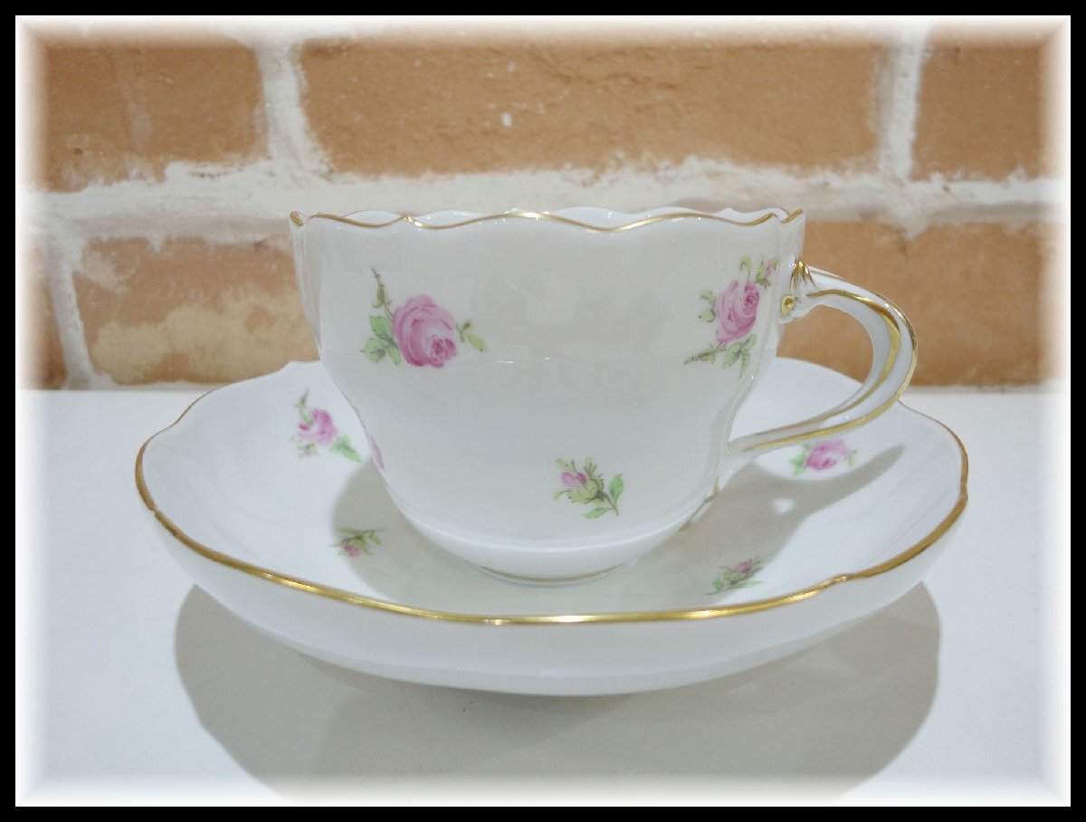 A562T 展示未使用 MEISSEN マイセン スキャタードフラワー ローズ ティー/コーヒー兼用 カップ&ソーサー 碗皿 C/S 019110/00582拍卖