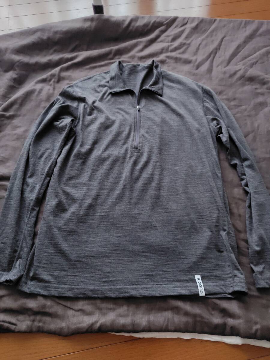 RIDGE MOUNTAIN GEAR リッジマウンテンギア メリノハーフジップ スタンドカラー サイズM ヘザーチャコール 拍卖
