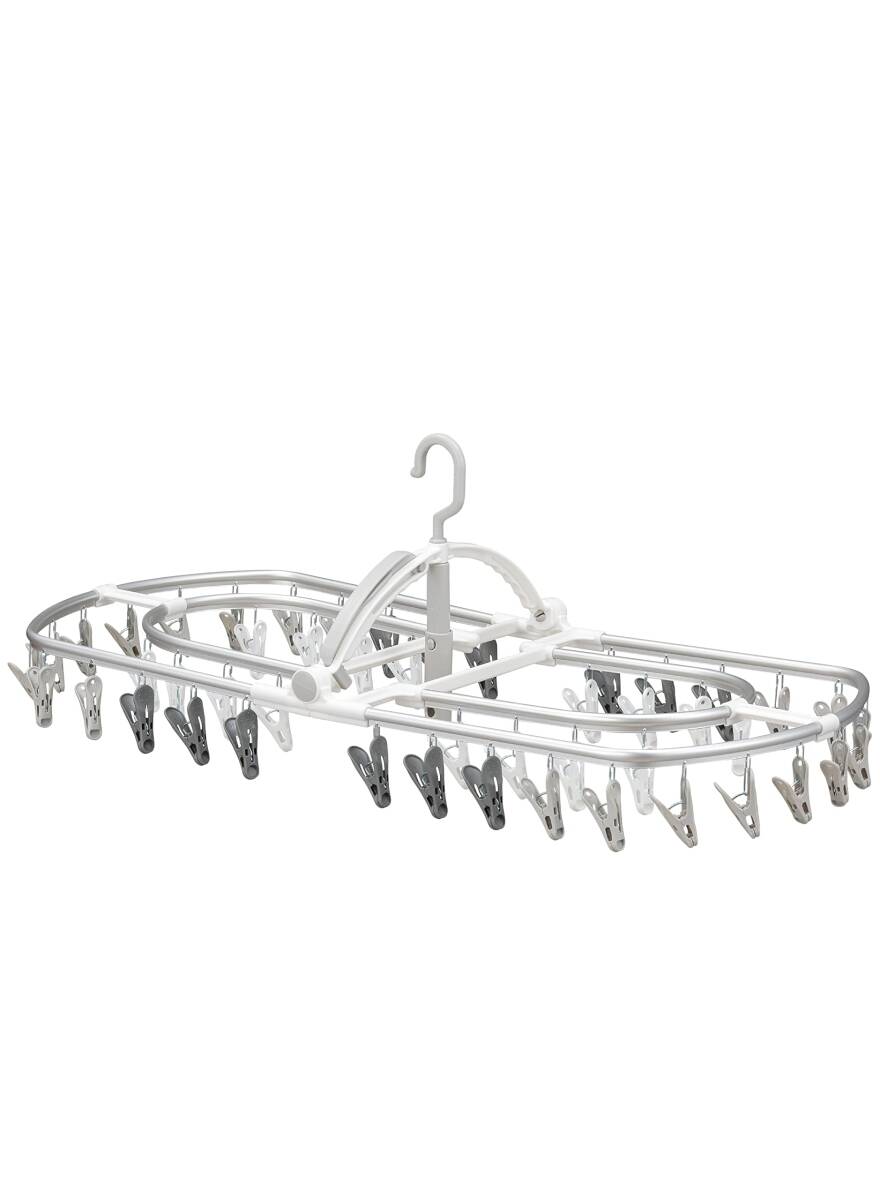 シービージャパン(CB JAPAN) 洗濯物干し ピンチハンガー 48ピンチ ホワイト×グレー 部屋干しに便利なドア掛けフック 高い所に掛けやす拍卖