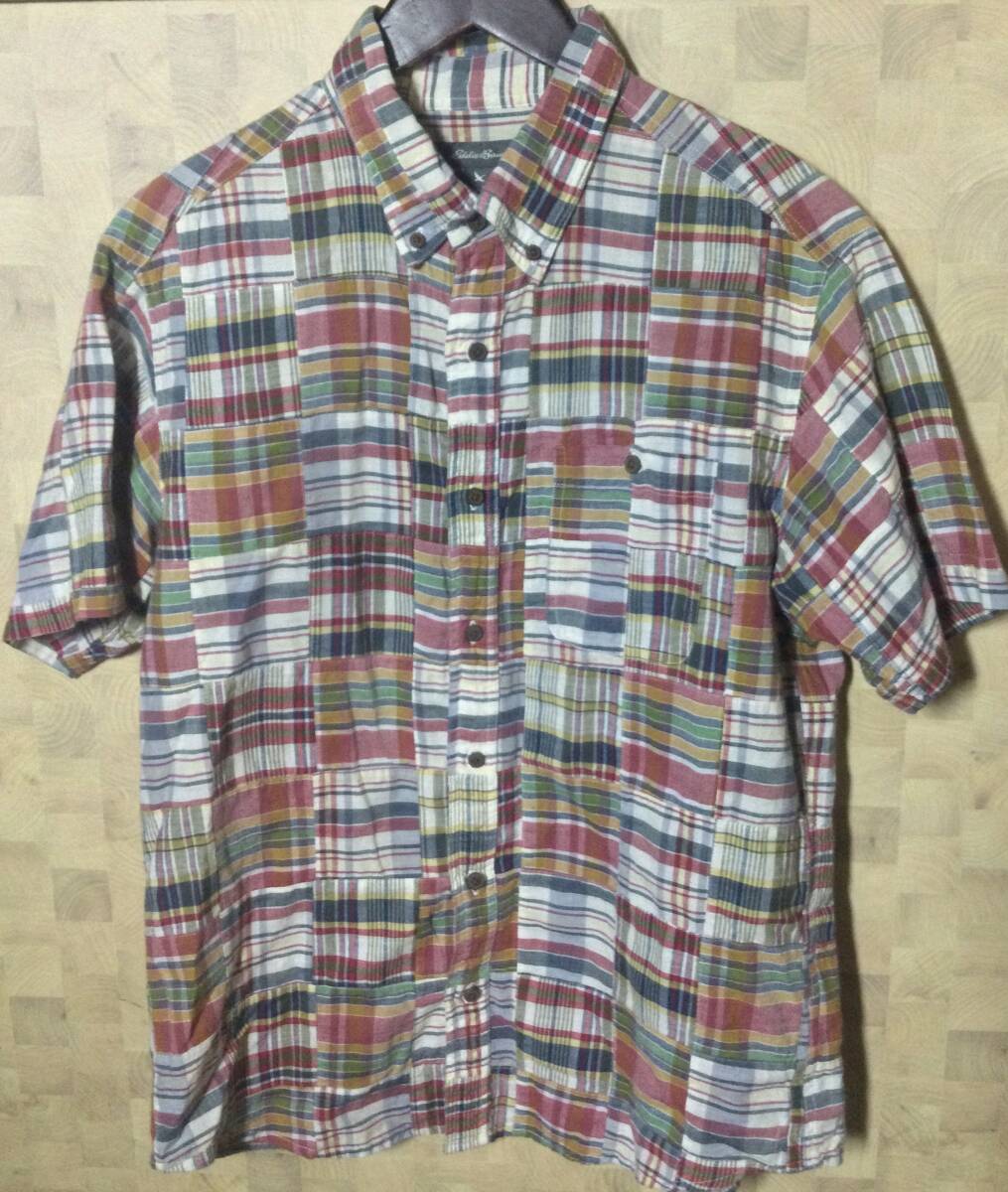 エディバウワー Eddie Bauer パッチワーク 半袖シャツ マルチカラー 拍卖