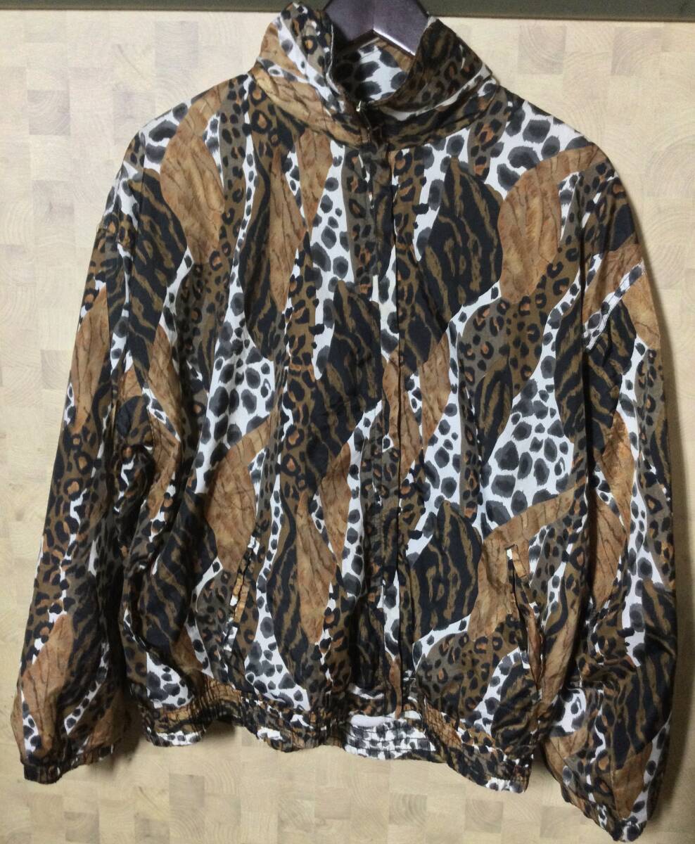 ※ジッパー不良 豹柄 ナイロンジャケット レオパード タイガー アニマル 総柄 ビンテージ オールド アメカジ拍卖