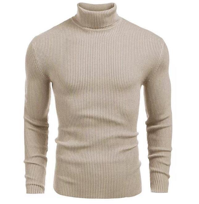 新入荷秋冬お色選択可カシミヤ混セータータートルネックメンズセータースリムフィットプルオーバーウールニット M~3XLサイズ ベージュ 拍卖